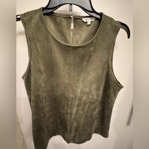 Naked Zebra - Olive Sleeveless Suede Top